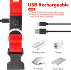 LED Dog Collar, Light up Dog Collar Adjustable USB Rechargeable Super Bright Safety Light Glowing Collars for Dogs(Medium,Red)