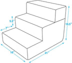 Dog Stairs & Steps - Foam Steps for Small Dogs & Cats, Non-Slip Indoor Balanced Pet Step Support, Dog Ramp, No Assembly, Foldable Stair, 3-Step