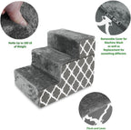 Dog Stairs & Steps - Foam Steps for Small Dogs & Cats, Non-Slip Indoor Balanced Pet Step Support, Dog Ramp, No Assembly, Foldable Stair, 3-Step